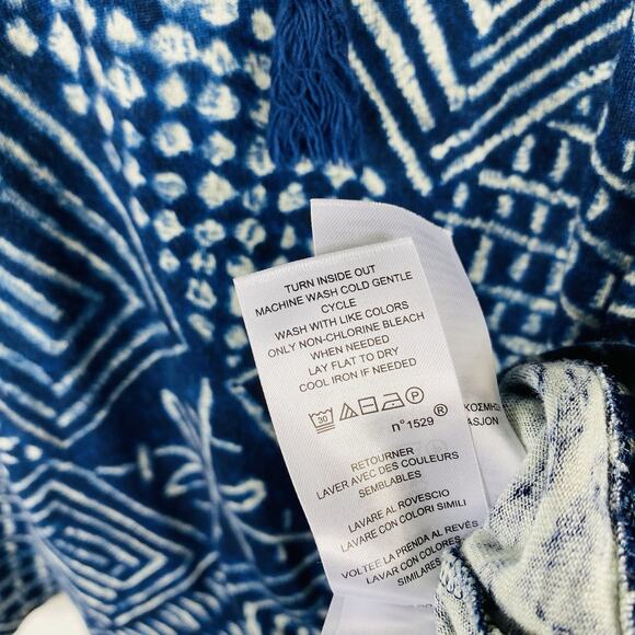 Lauren Ralph Lauren Size XL Printed Linen Blend Flutter Sleeve Top Blue - Picture 6 of 6